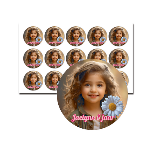 Traktatie stickers met eigen ontwerp – 15 stuks per vel