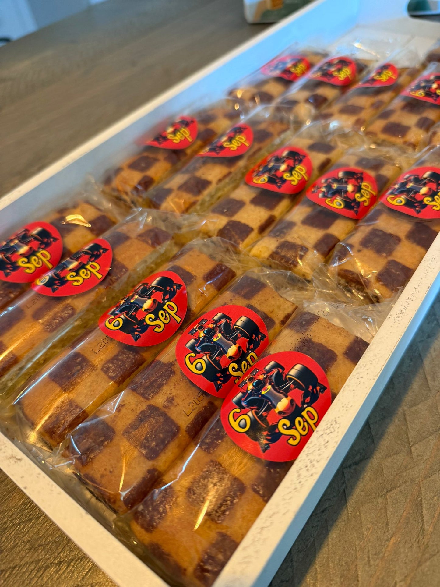 Wafels met formule 1 traktatie stickers