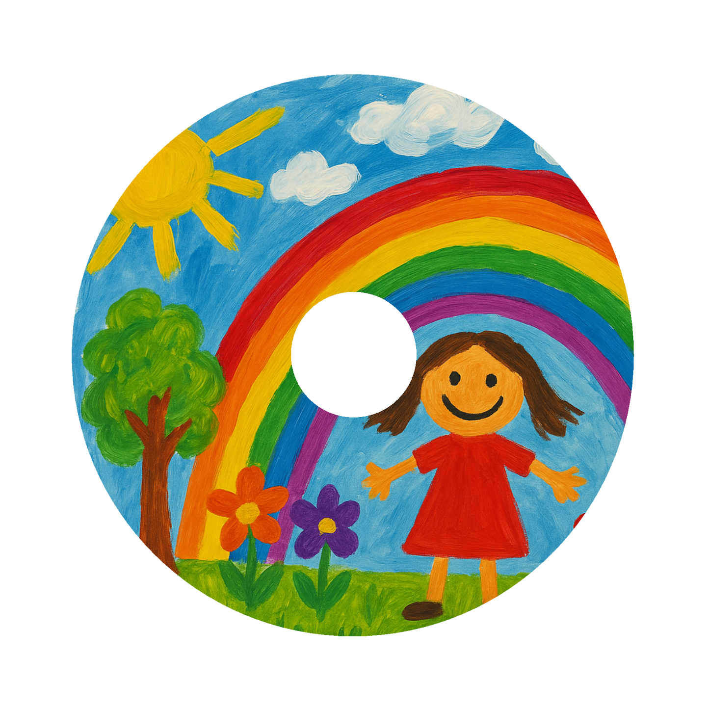 Rolstoel met kleurrijke spaakbeschermers – gepersonaliseerd met kindertekening, voorbeeld van sticker met eigen ontwerp