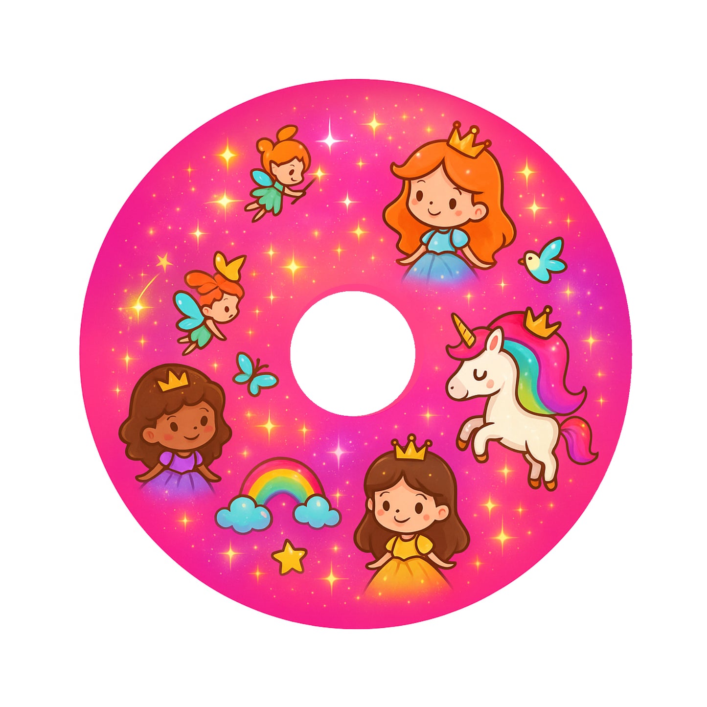 rolstoelsticker prinses eenhoorn fee regenboog roze spaakbeschermer sticker