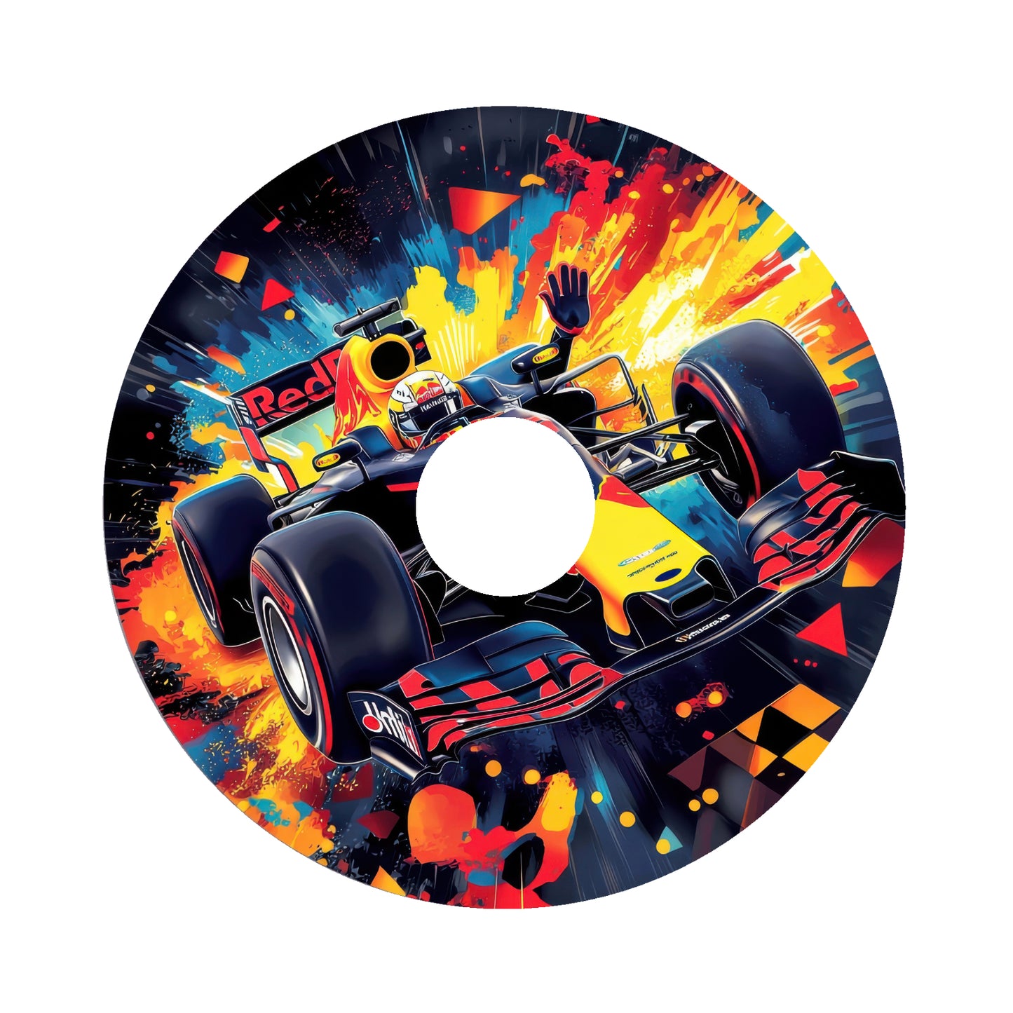 rolstoelsticker formule 1 raceauto spaakbeschermer kleurrijk