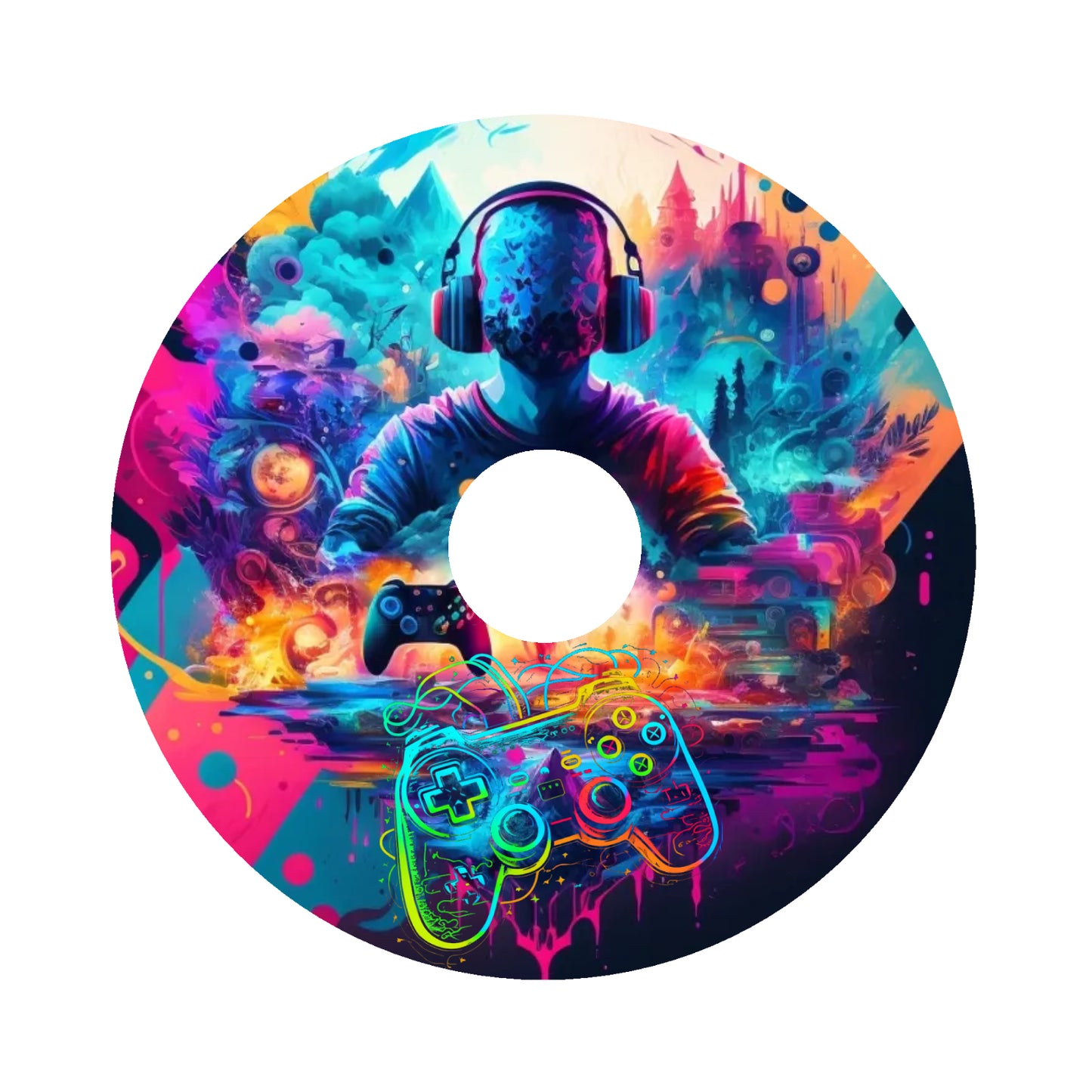 rolstoelsticker gaming voor spaakbeschermer met kleurrijk game controller ontwerp