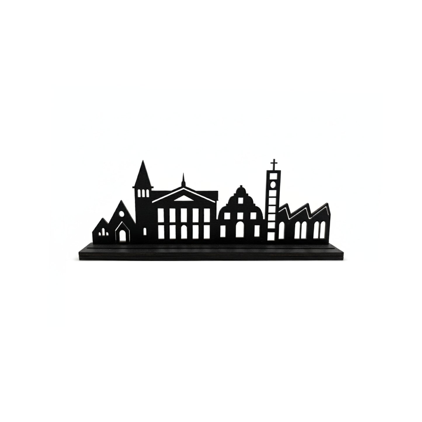 Houten skyline van Blerick in de kleur zwart