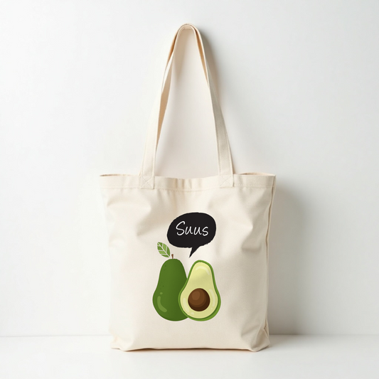 Tote bag met avocado print en naam – gepersonaliseerd cadeau