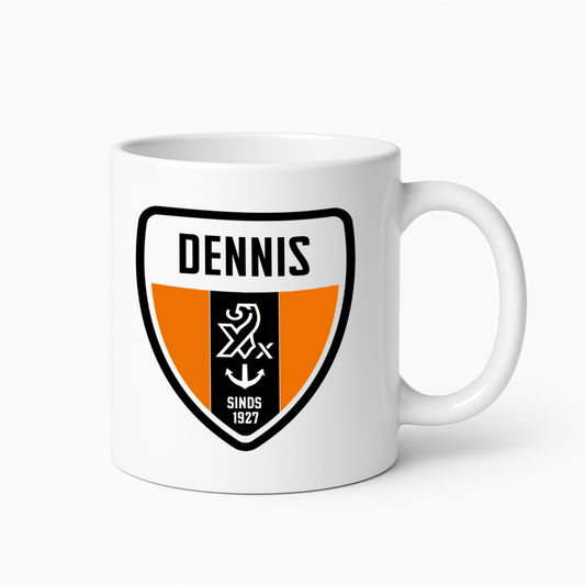 Mok met het logo van de Venlosche Boys en een naam