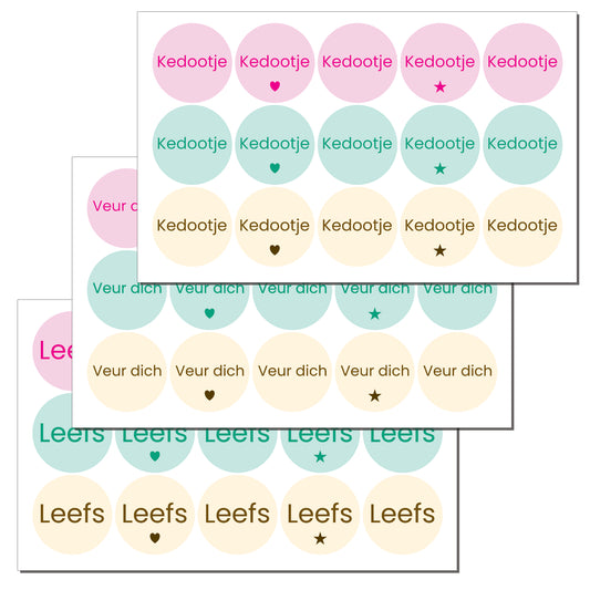 venlose stickers kedootje veur dich leefs pastel set