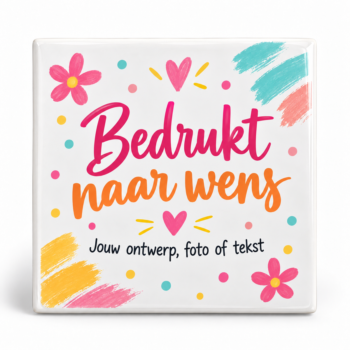Keramisch tegeltje bedrukt met jouw ontwerp, foto of tekst
