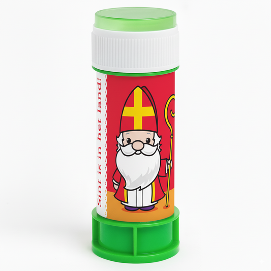 Bellenblaas met Sinterklaaswikkel en eigen tekst, leuk als persoonlijke traktatie voor het Sinterklaasfeest.