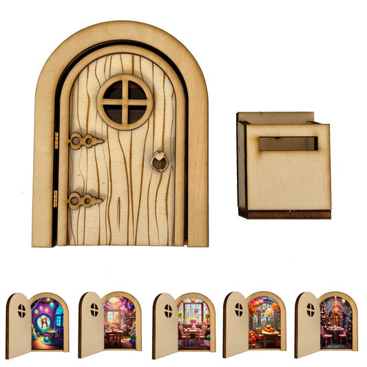 Feeën deur met brievenbus en verwisselbaar interieur