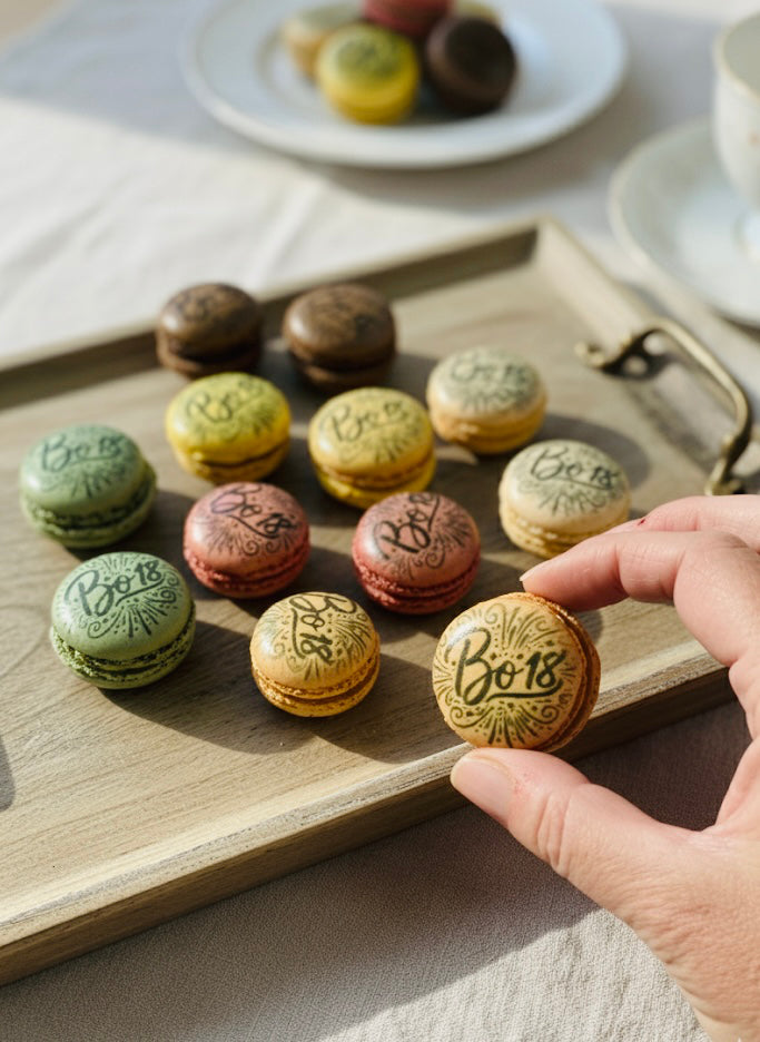 Macarons met naam en leeftijd