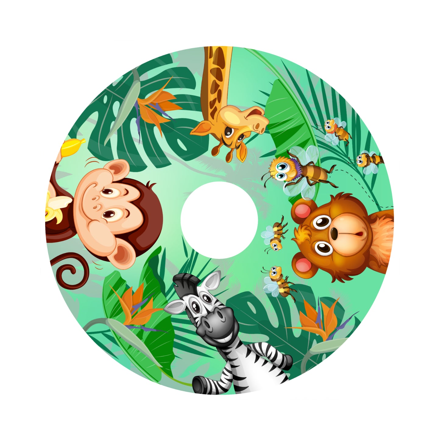 Sticker met jungle-dieren voor spaakbeschermer van een rolstoel