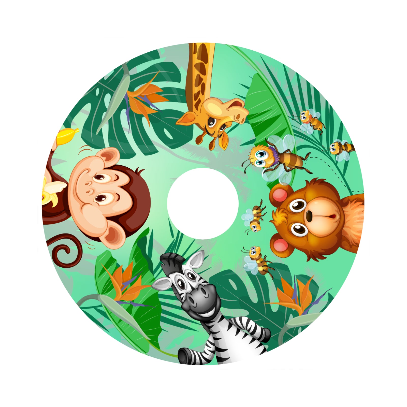 Sticker met jungle-dieren voor spaakbeschermer van een rolstoel
