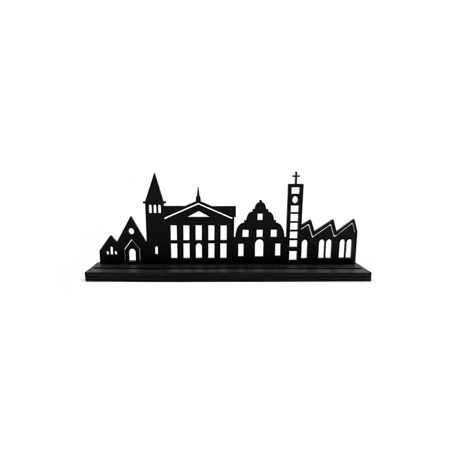 Houten skyline van Blerick in de kleur zwart