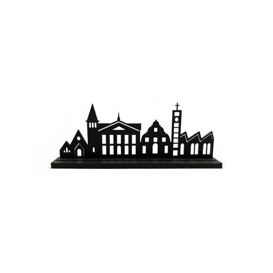 Houten skyline van Blerick in de kleur zwart