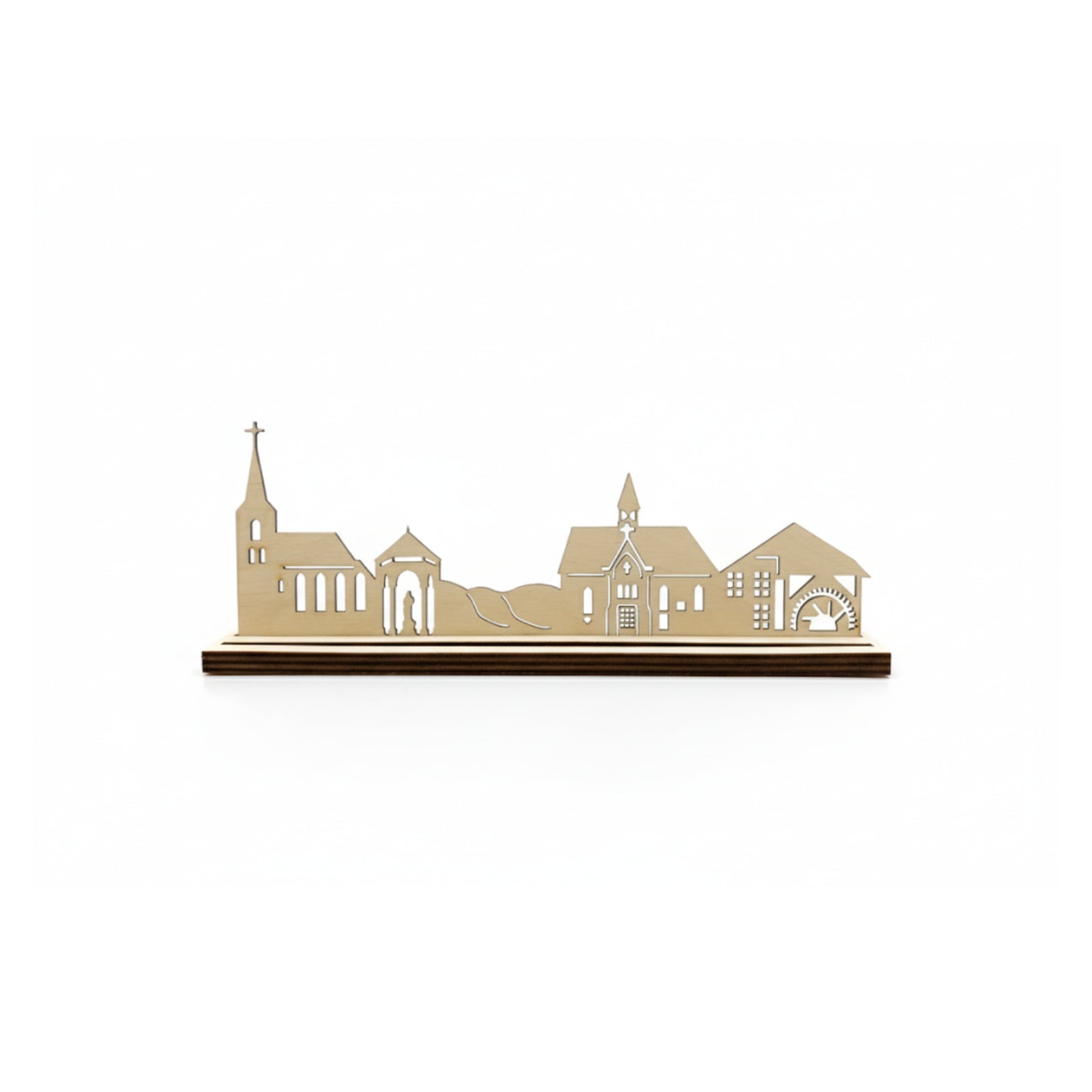 Houten skyline van Nunhem gemaakt van blank hout