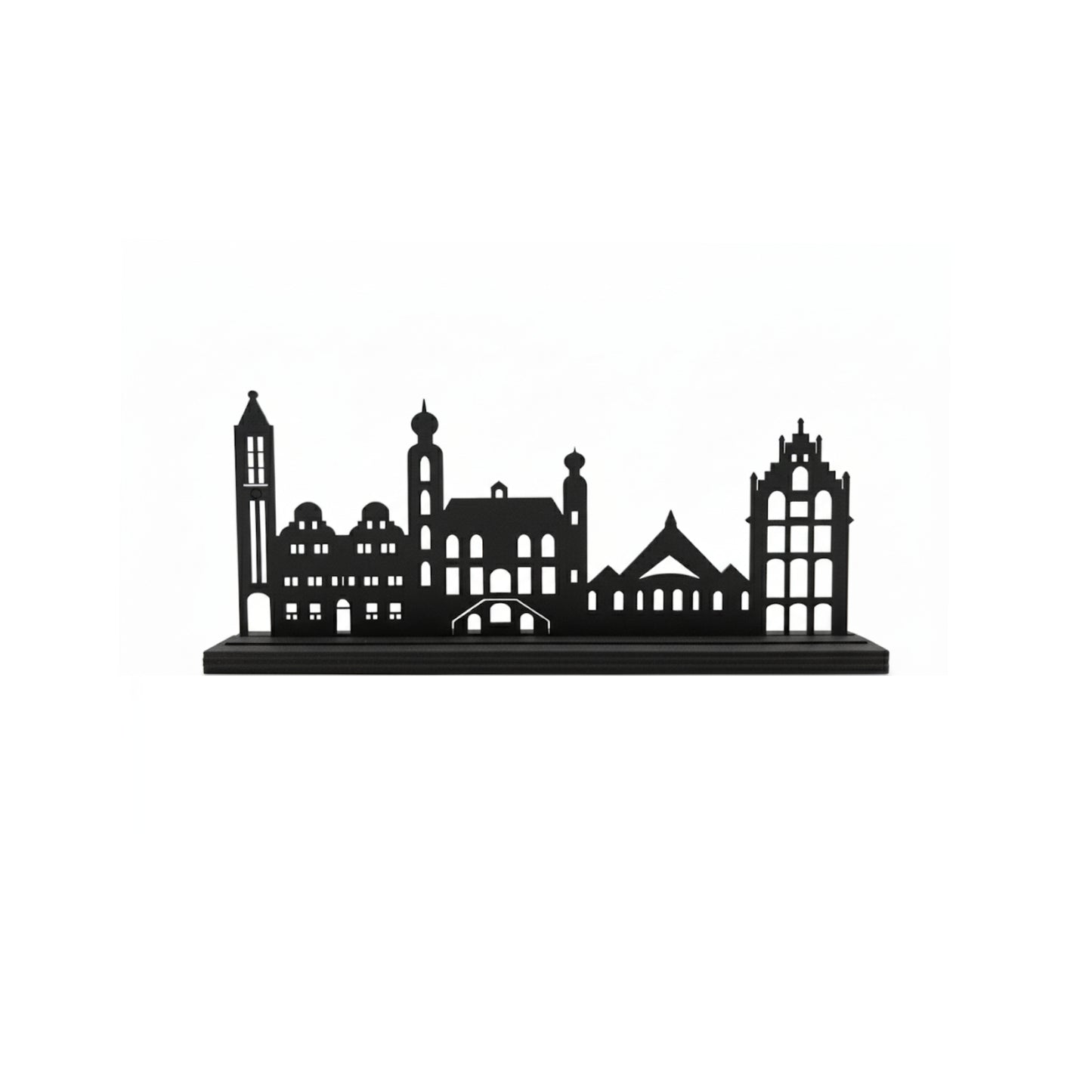 Houten skyline van Venlo in de kleur zwart