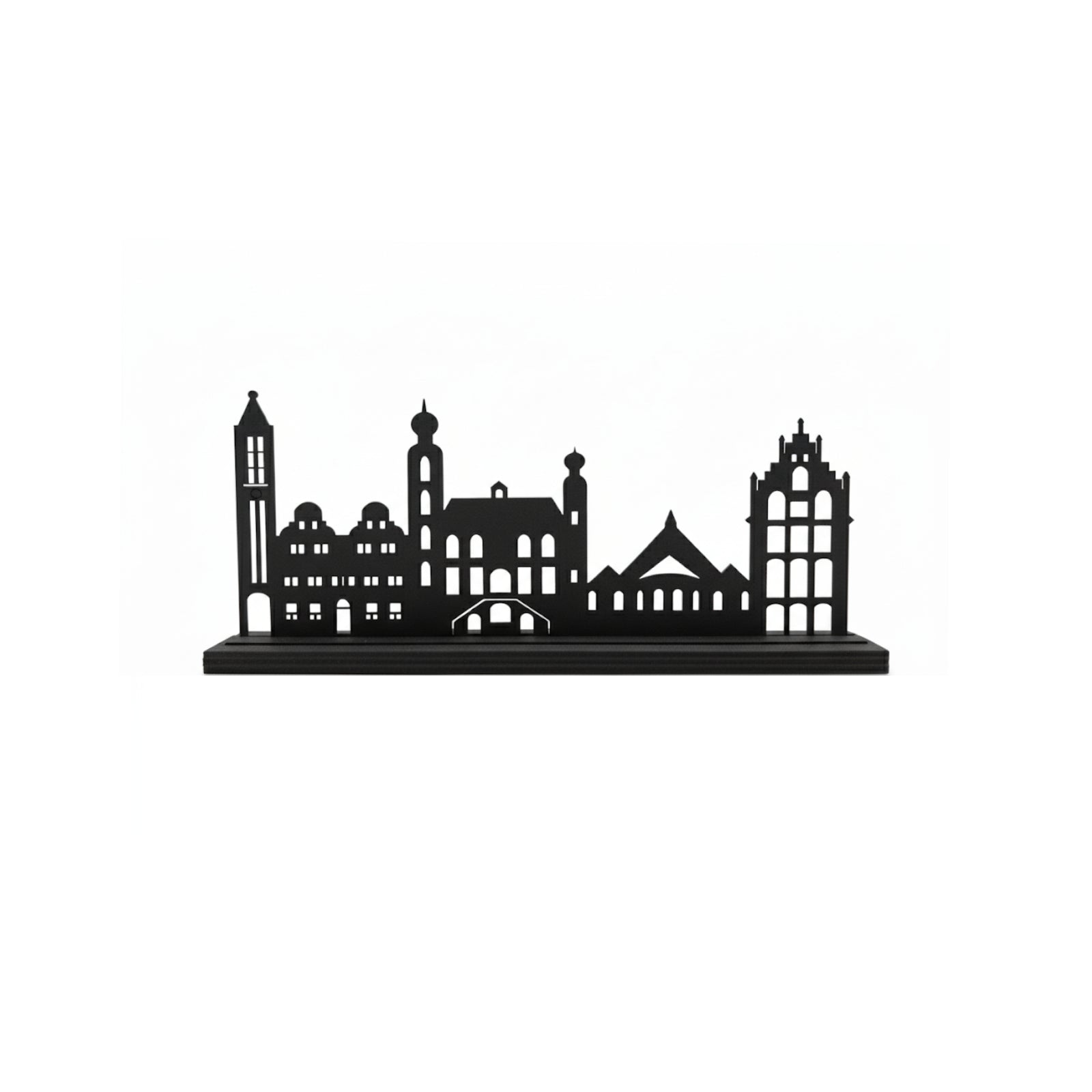 Houten skyline van Venlo in de kleur zwart