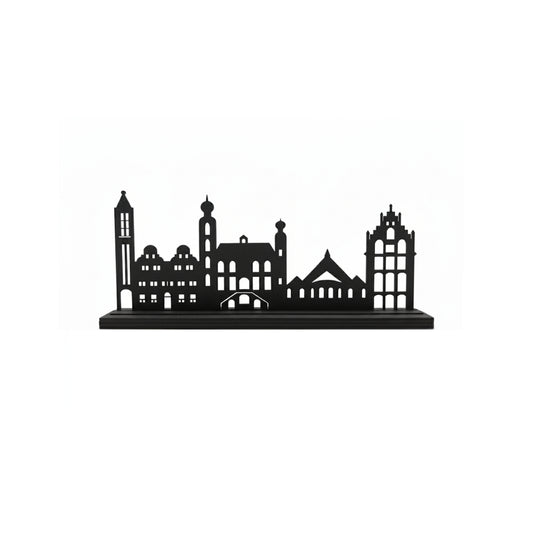 Houten skyline van Venlo in de kleur zwart