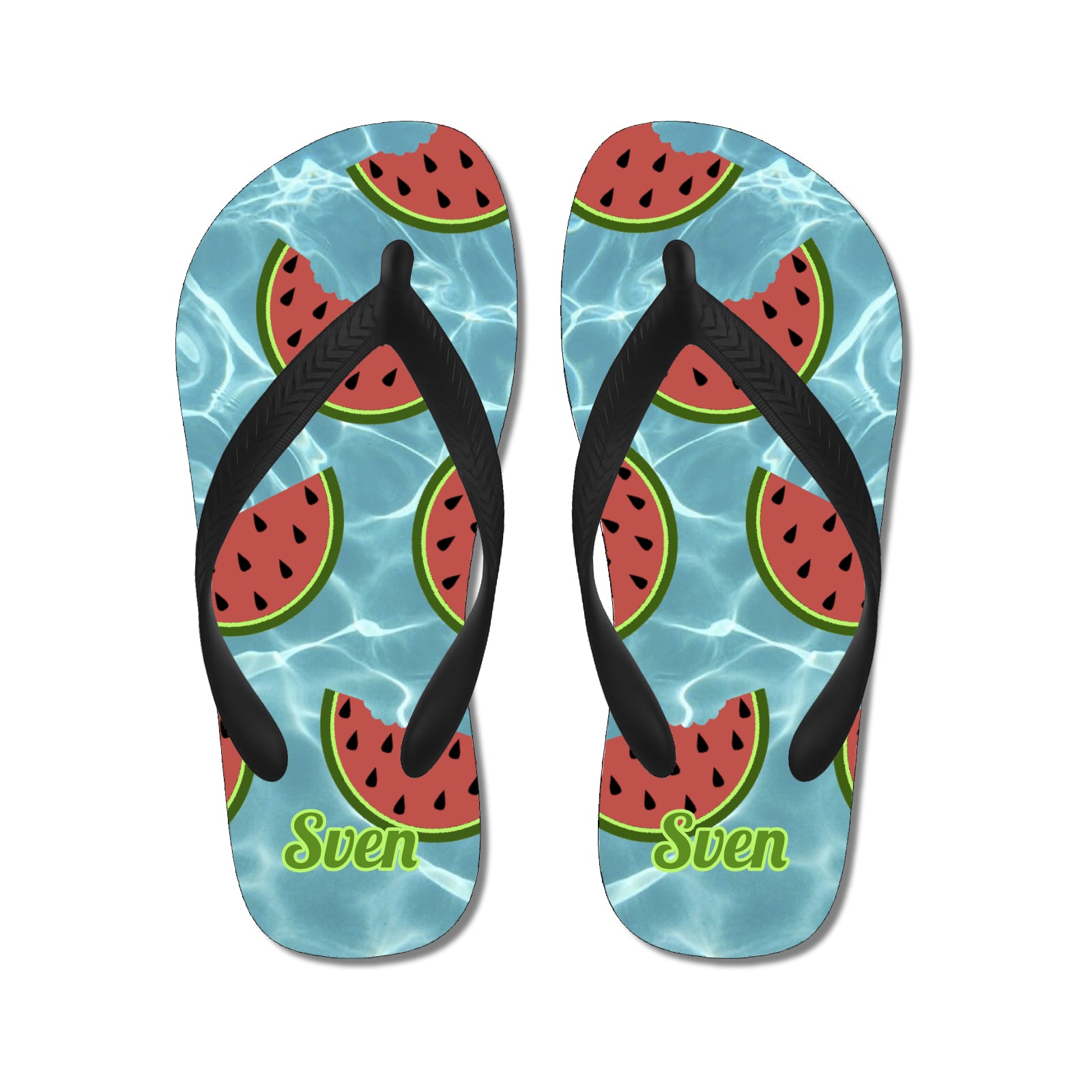 slippers met watermeloenen en een naam