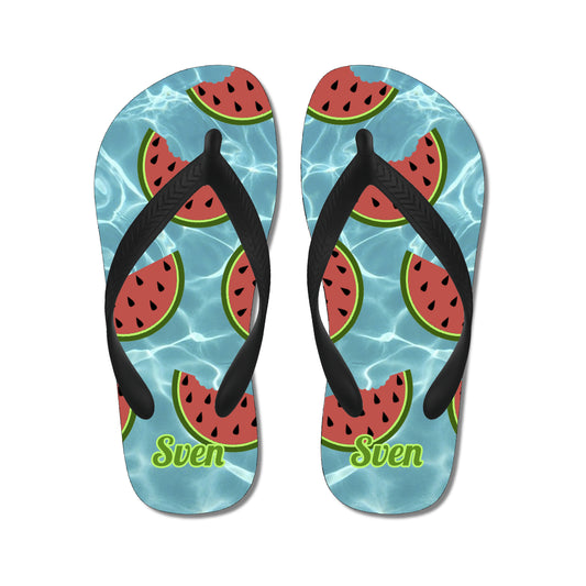 slippers met watermeloenen en een naam