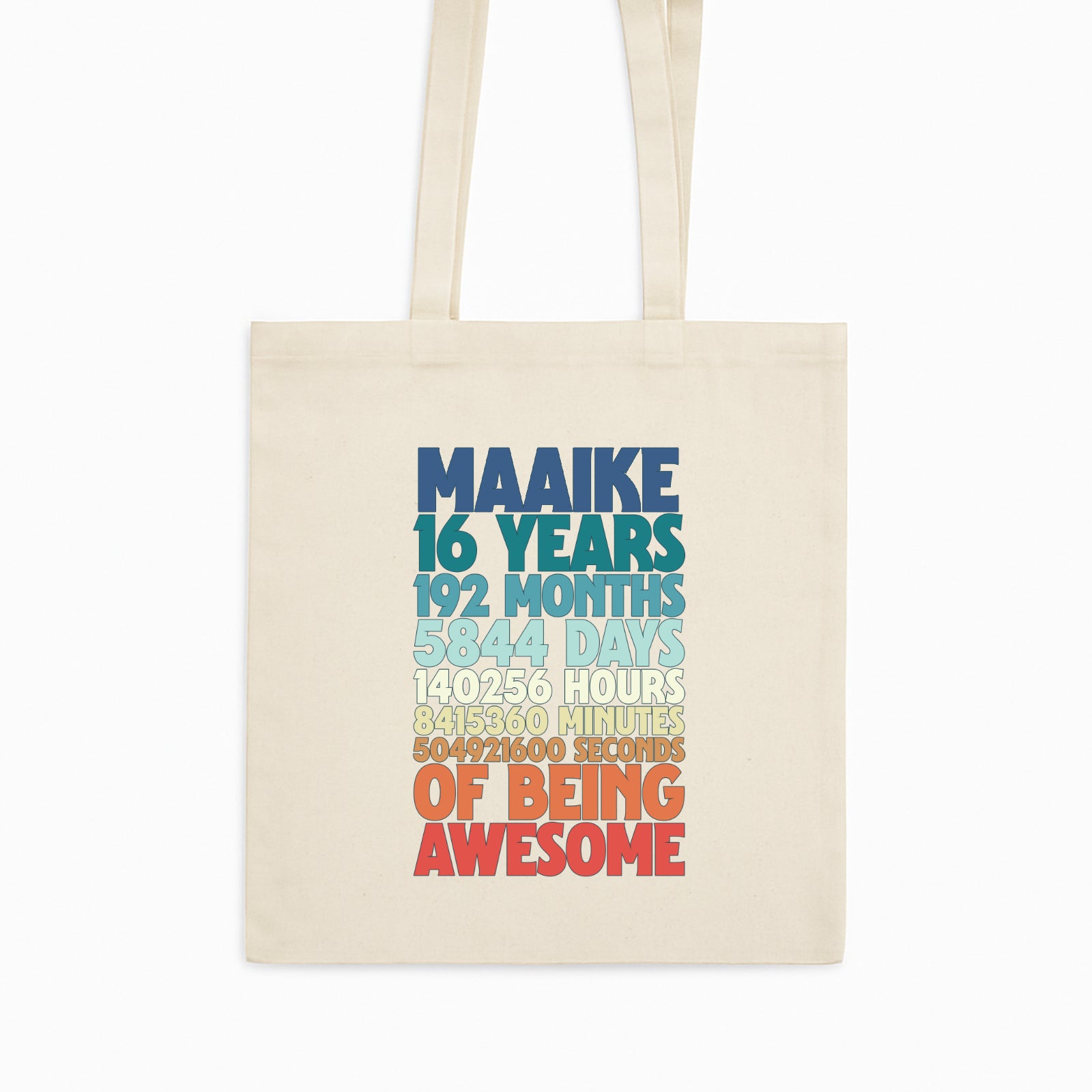 Tote bag 16 years of being awesome met naam