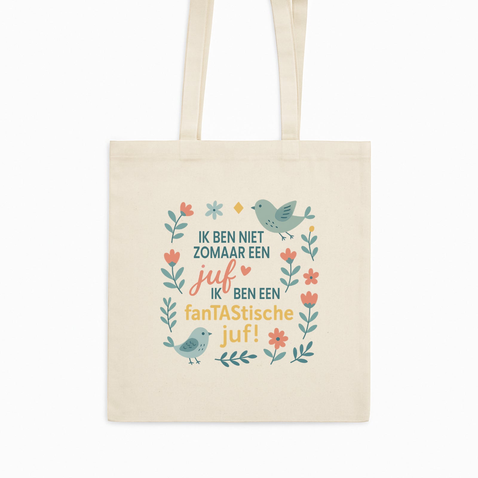 katoenen tote bag met tekst ik ben een fantastische juf