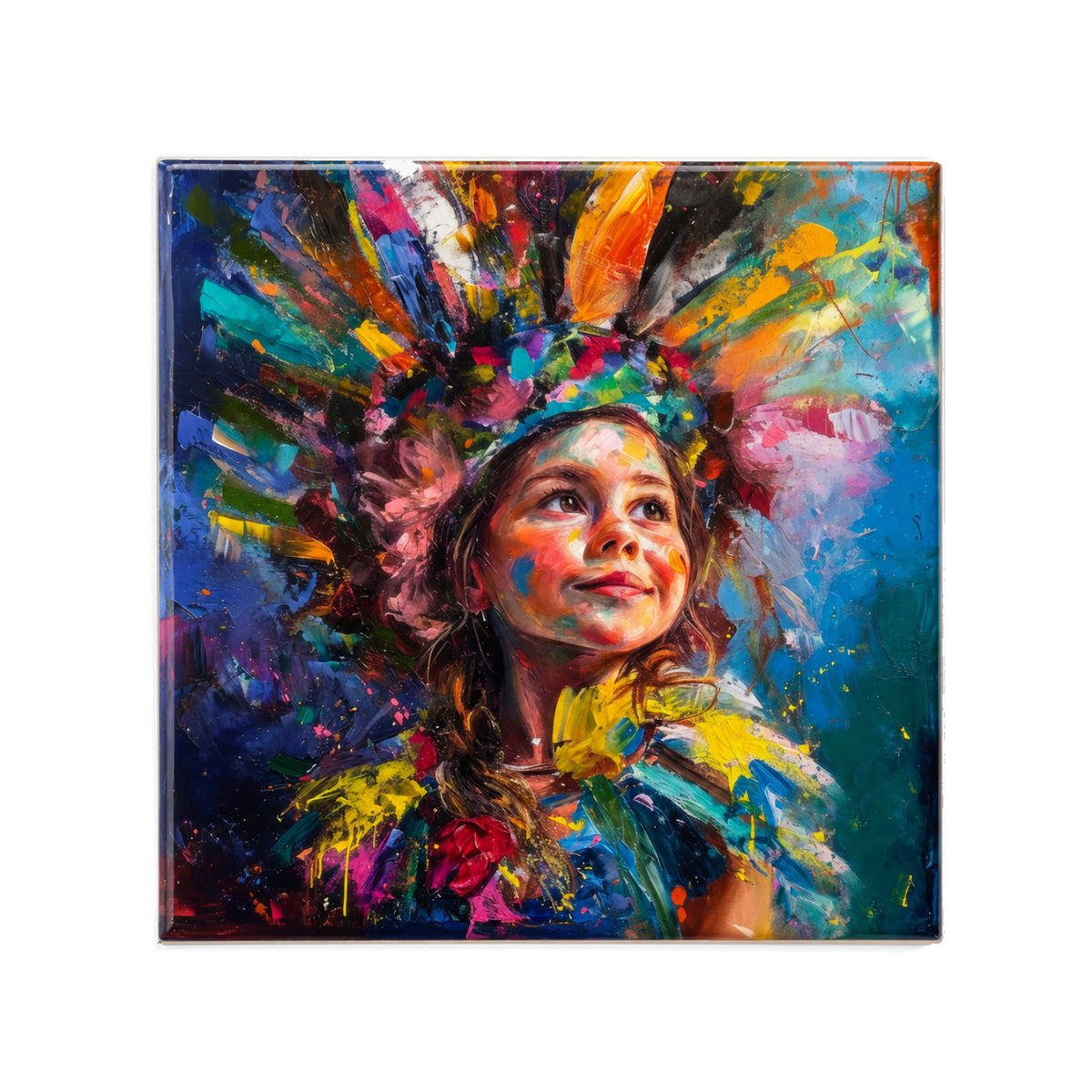 Keramisch tegeltje Vastelaovend / Carnaval jongen — 11×11 cm