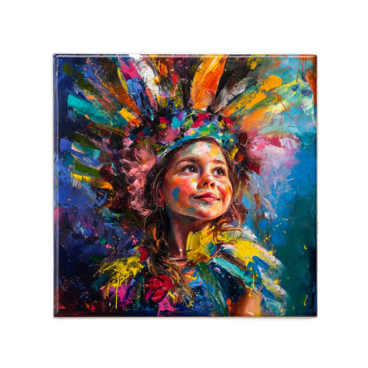 Keramisch tegeltje Vastelaovend / Carnaval jongen — 11×11 cm